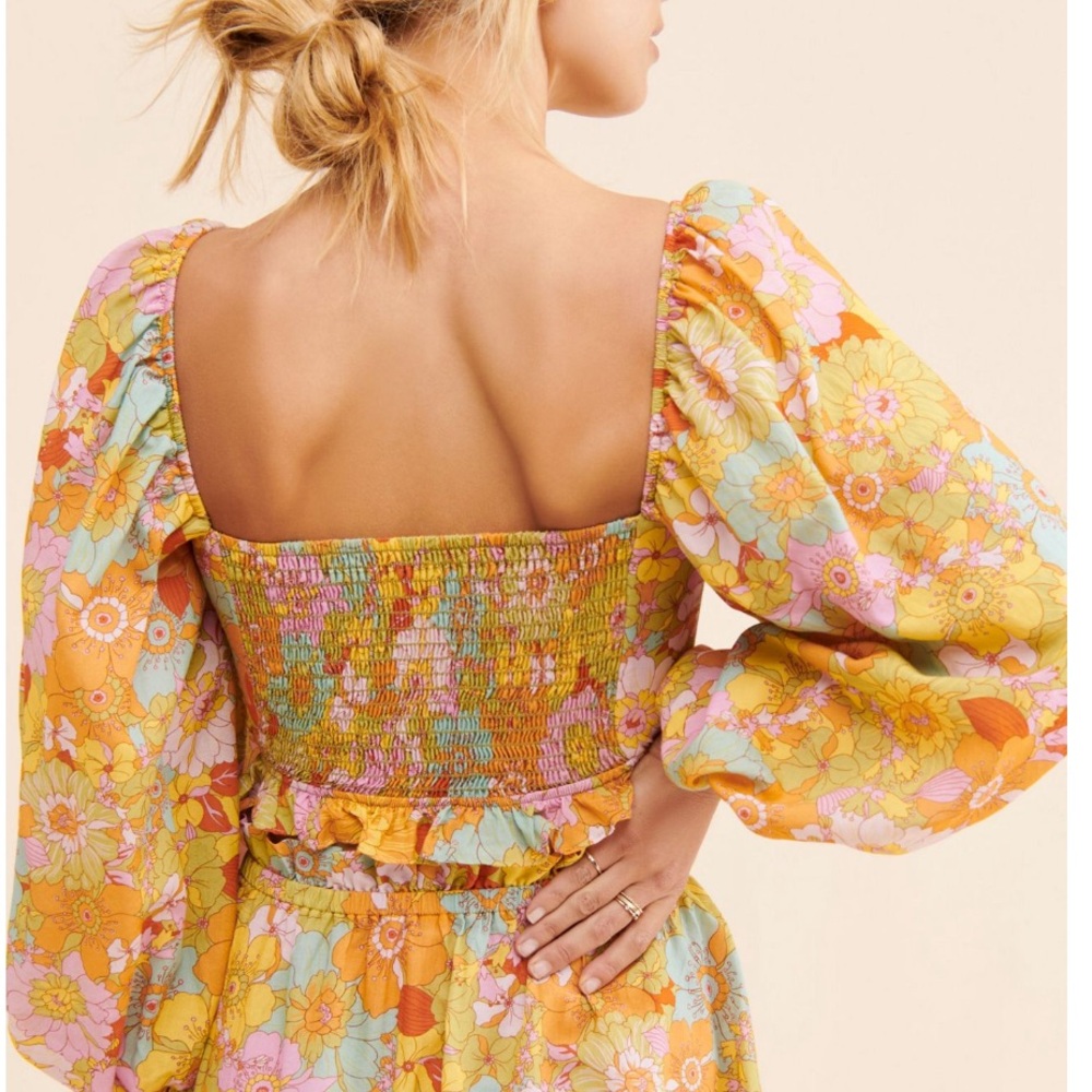 Show Me Your MuMu Floral Balloon Sleeve Blouse, New - Picture 2 of 11